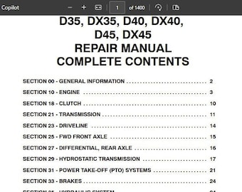CASE IH D35 D40 D45 DX35 DX40 DX45 Tractor Service Manual Repair 87622995 PDF