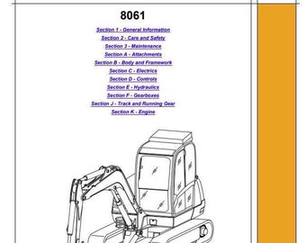 JCB 8061 SERVICE Manual for Mini Compact Excavator Download PDF