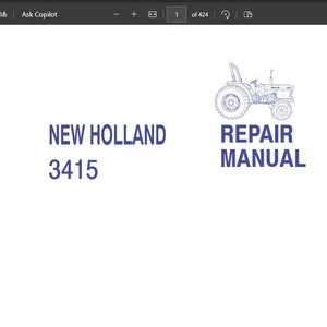 New Holland 3415 Tractors Service Repair Manual PDF Download