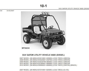 PARTS Catalog for John Deere XUV 850D Gator Utility Vehicle Manual PDF