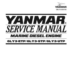 May include: Black and white service manual for a Yanmar marine diesel engine. The manual covers the 6LY3-ETP, 6LY3-STP, and 6LY3-UTP models. The Yanmar logo is at the top of the page.