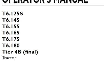 Operators - T6.125S T6.145 T6.155 T6.165 T6.175 T6.180 Tier 4B (final) Tractors New Holland Owners Operation Manual PDF Download