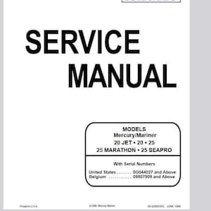Mercury 20 Jet 20 25hp Marathon Seapro Mariner Service Repair Manual