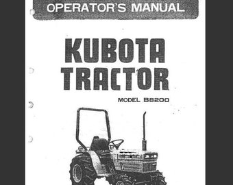 Operators Manual B8200 Kubota Tractor Owners Manual Maintenance Diesel PDF Download