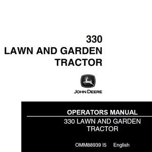 Owners - 330 Lawn and Garden Tractors John Deere Operators Users Operations Manual PDF Download