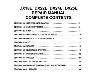 Case IH Tractor DX18E DX22E DX24E DX25E Manual Service Repair Shop 87352316 PDF