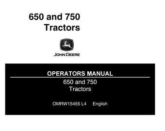 Operators - 650, 750 John Deere Tractors Owners Users Operations Manual PDF Download