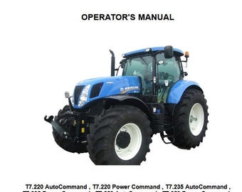 Operators - T7.220 T7.235 T7.250T7.260 T7.270 Tractors New Holland Owners Operation Manual PDF Download