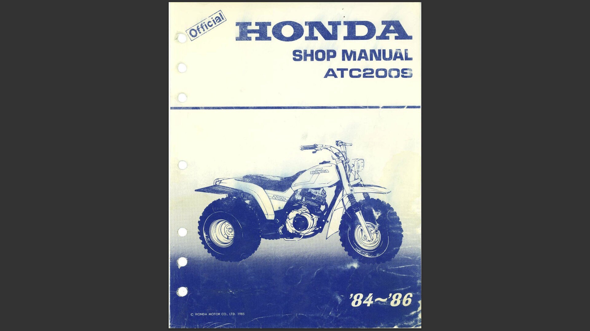 HONDA ATC200X サービスマニュアル 1986 1987 Honda ATC 200X Repair Workshop Service Manual PDF