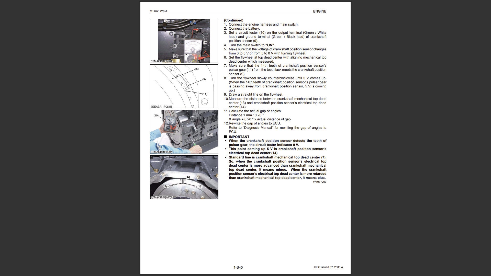 クボタ WSM M128x ワークショップ修理サービスマニュアル