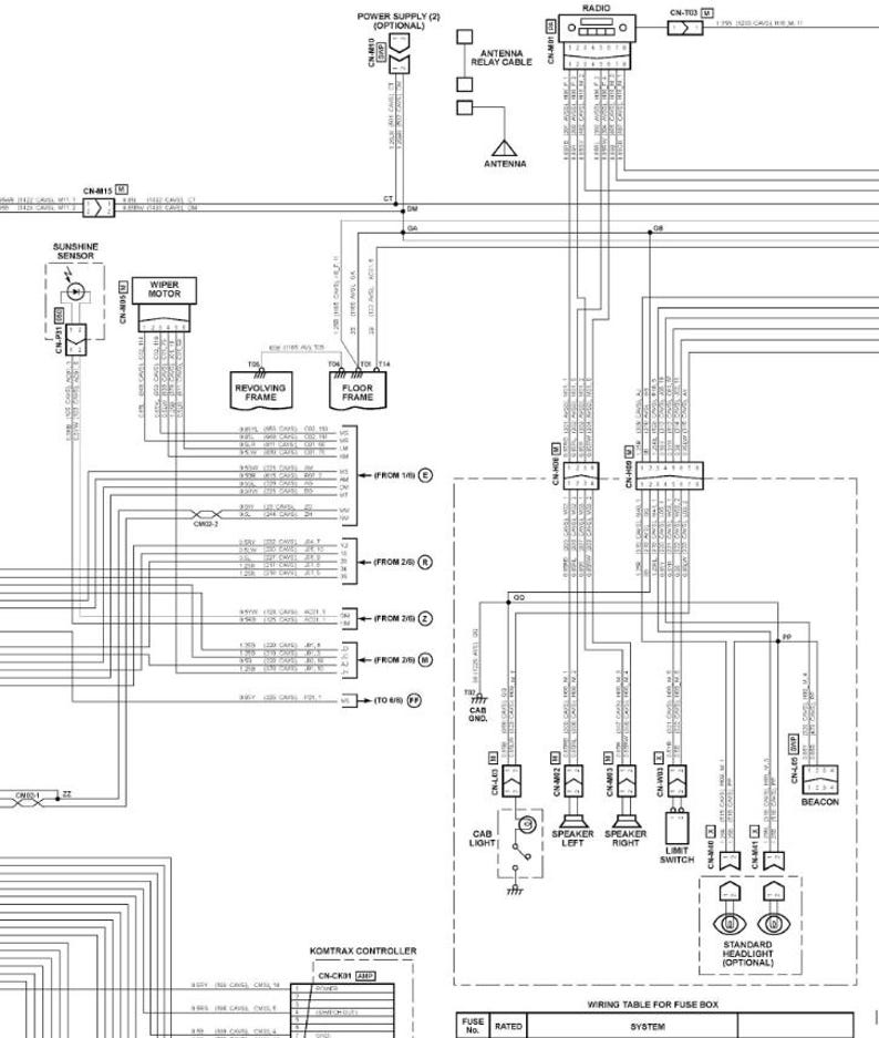 K&ouml;nnte beinhalten: Detaillierter Schaltplan mit Beschriftungen f&uuml;r elektrische Komponenten im Automobil. Enth&auml;lt Abschnitte f&uuml;r Stromversorgung, Radio, Lautsprecher, Beleuchtung und verschiedene Sensoren. Das Diagramm verwendet Linien und Symbole.