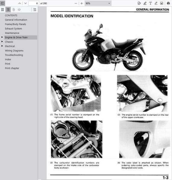 Honda XL1000V Varadero 1999- 2004 Service Repair Manual Pdf