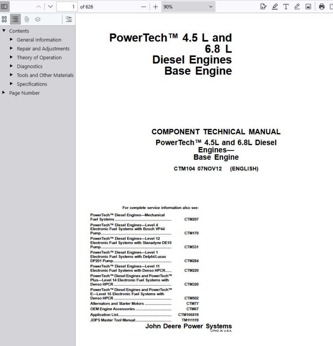 CTM104 - Powertech 4.5L and 6.8L Diesel Engines Base Component John ...