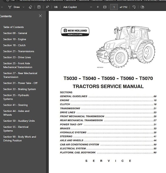 T5030 T5040 T5050 T5060 T5070 ニューホランドトラクター サービス