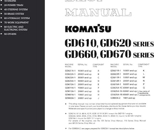 Komatsu GD621A-1 GD622A-1 GD623A-1 GD625A-1 GD672A-1 GD611A-1 GD613A-1 GD661A-1 GD663A-1 GD621R-1 Shop Manual Motor Graders PDF Download