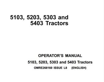 Operators - 5103 5203 5303 5403 John Deere Tractors Owners Users Operations Manual PDF Download