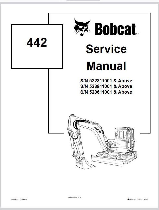 442 Excavator Service Manual for Bobcat PDF digital download