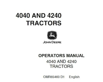 Operators - 4040 4240 John Deere Lawn Mower Tractors Owners Users Operations Manual PDF Download