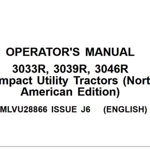 Operators - 3033R 3039R 3046R John Deere Compact Tractors Owners Users Operations Manual PDF Download