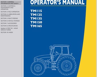Operators - TM115 TM125 TM135 TM150 TM165 Tractors New Holland Owners Operation Manual PDF Download