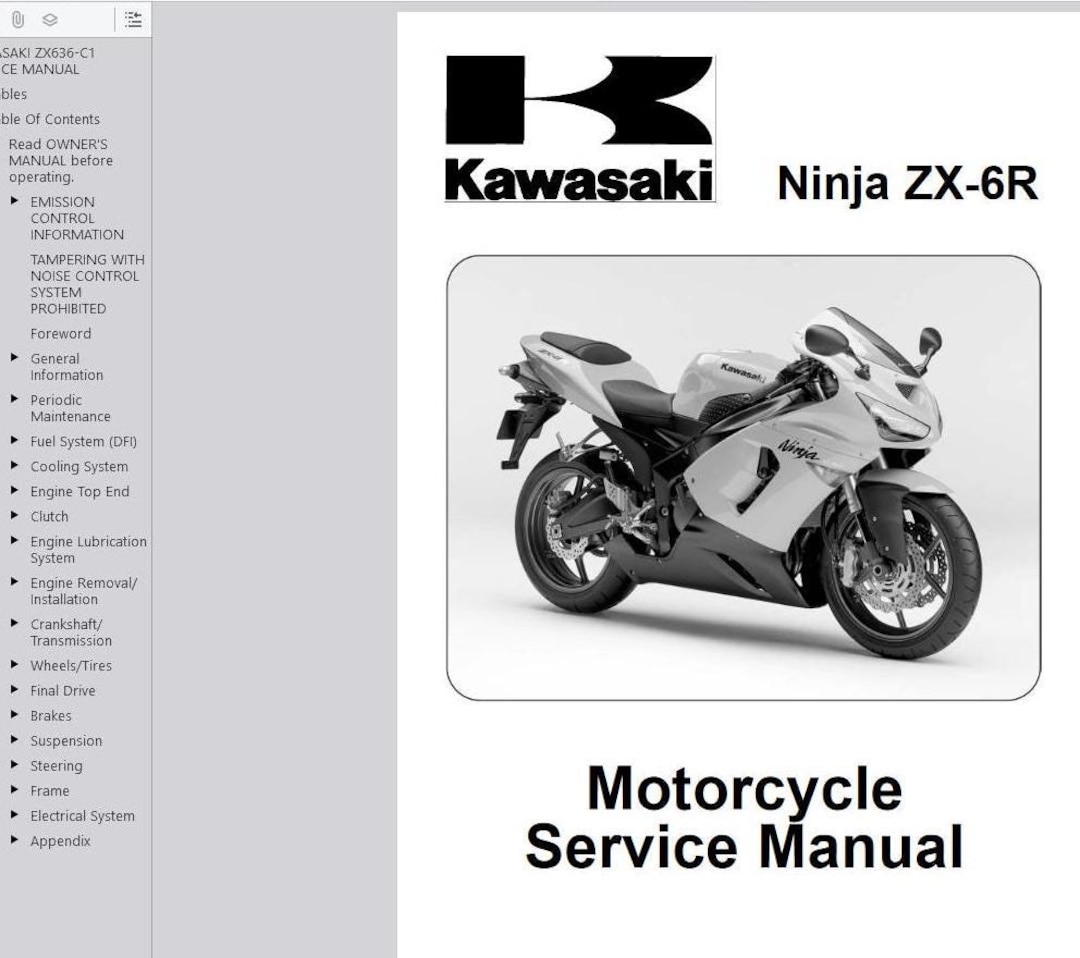 Kawasaki Ninja ZX6R 2005 Service Repair Manual Pdf Download