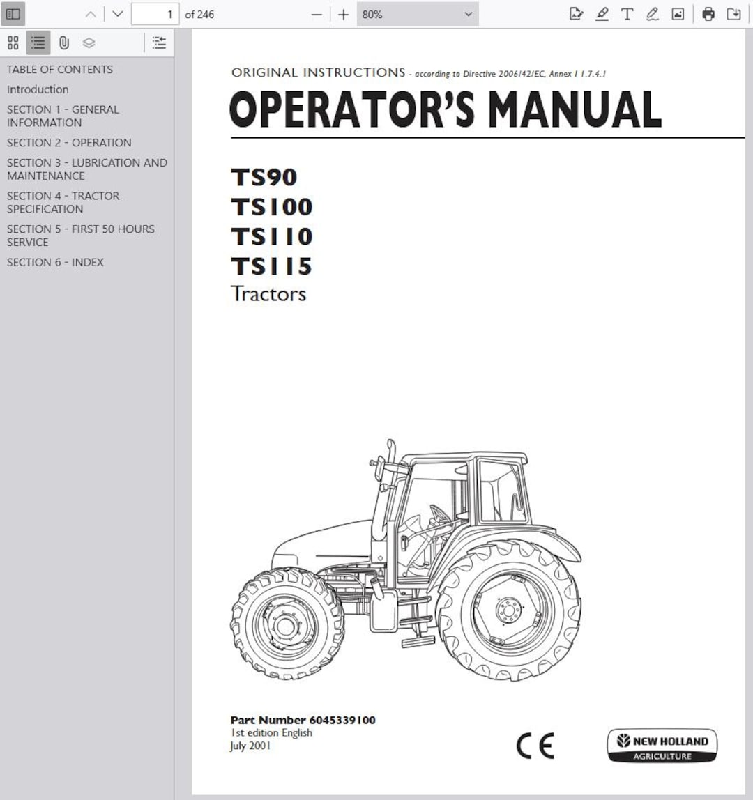 Operators - TS90 TS100 TS110 TS115 Tractors New Holland Owners