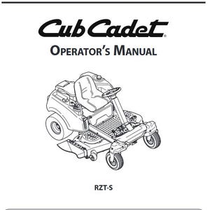 Cub Cadet RZT-S Zero Turn Tractor Riding Mower Operators Owners Users Manual Pdf Download