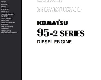 Komatsu 95-2 Series Diesel Engine Shop Manual PDF Download Service and Repair