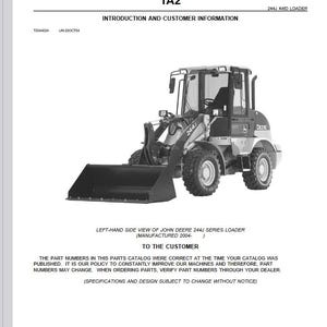 PARTS Catalog - 244J 4WD Wheel Loader John Deere Parts Catalog PC9370 Parts Manual PDF Download