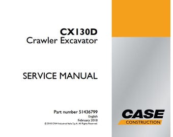 Case CX130D Crawler Excavator Service Shop Repair Manual pdf Download