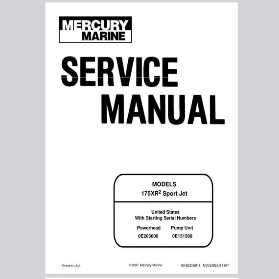 MERCURY 175XR2 Sport Jet Service Manual Pdf Download - Etsy