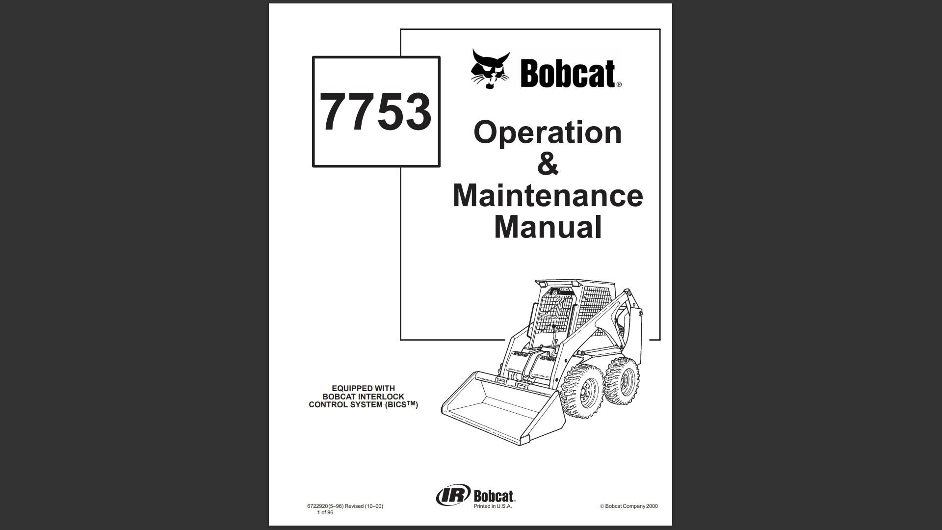 Operation & Maintenance Manual Bobcat 7753 Skid Steer Loader pdf