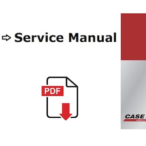 May include: A white background with the words "Service Manual" in black. A PDF icon with a red "PDF" label and a downward arrow is on the left. A red and gray vertical rectangle and the "CASE IH AGRICULTURE" logo are on the right.
