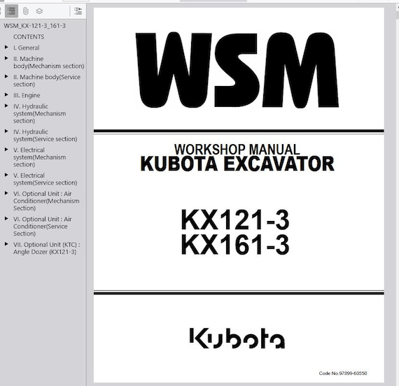 Kubota KX121-3, KX161-3 EXCAVATOR Workshop Service Repair Manual