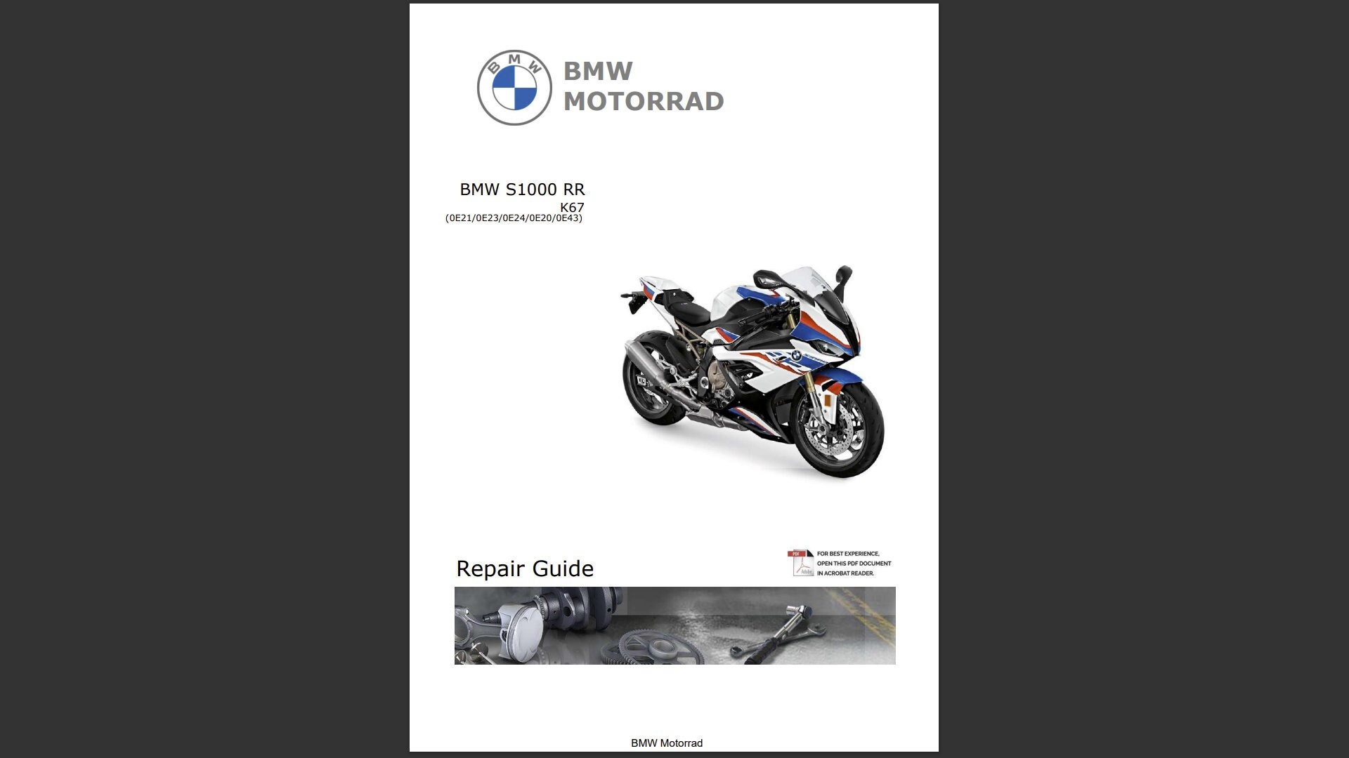 BMW S 1000 RR K67 Workshop Service Manual Repair PDF Digital