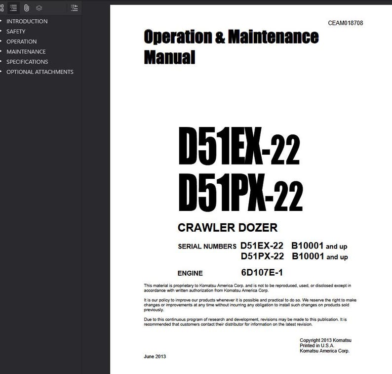 Komatsu D51EX-22 D51PX-22 Shop Manual BullDozer PDF Download Service Repair Operation Maintenance bild 3
