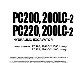 Komatsu PC200-2, PC200LC-2 PC220-2 PC220LC-2 Shop Manual Excavator PDF Download Service Repair