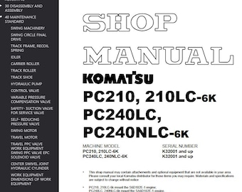 Komatsu PC210-6K, PC210LC-6K, PC240LC-6K, PC240NLC-6K Shop Manual Excavator PDF Download Service Repair