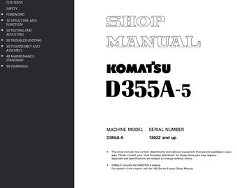 Komatsu D355A-5 Shop Manual BullDozer PDF Download Service Repair