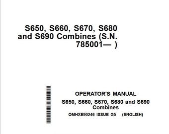 Owners - S650, S660, S670, S680 and S690 Combines John Deere Operators Users Operations Manual PDF Download