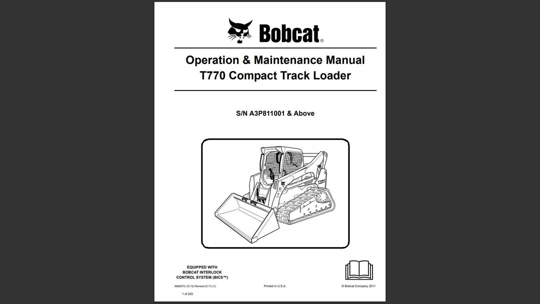 Bobcat T770 Operations Manual and Maintenance Compact Track Loader ...