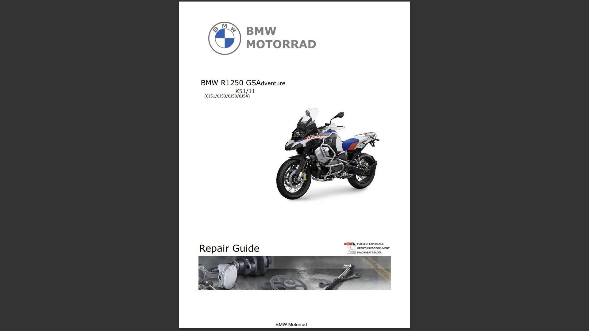 BMW R 1250 K51 GS ADVENTURE 11 Workshop Service Manual Repair