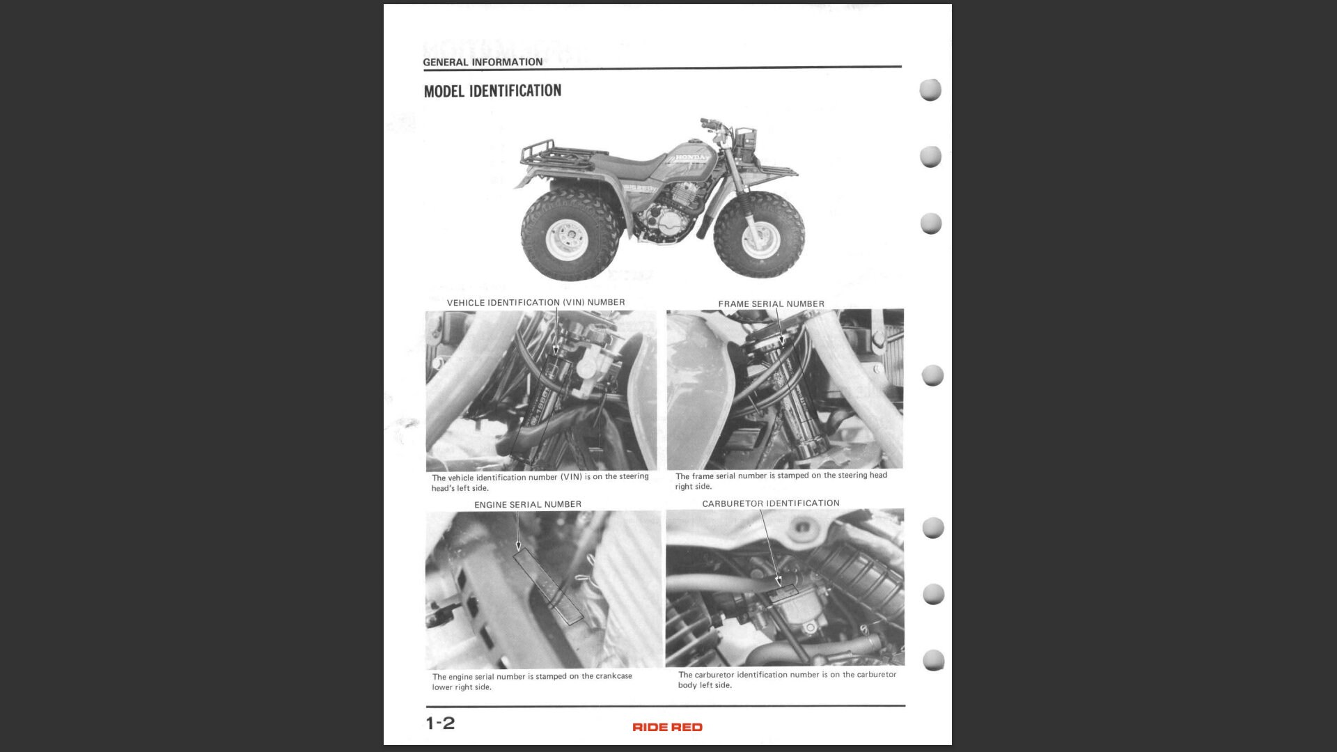 85-87 Honda ATC 250ES Big Red Service Repair Manual PDF Digital