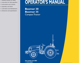 Operators - 30, 35 Boomers Tractors New Holland Owners Operation Manual PDF Download