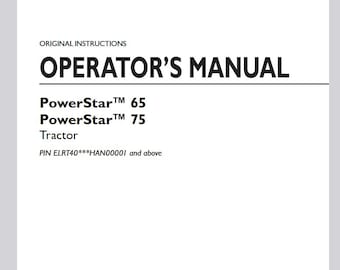 Operators - 65, 75 PowerStar Tractors New Holland Owners Operation Manual PDF Download