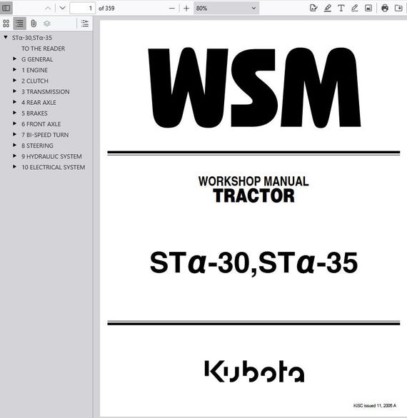 Kubota Sta-30 Sta-35 Tractors Workshop Manual Pdf - Etsy Canada