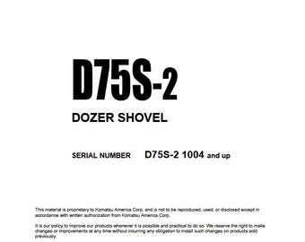 Komatsu D75S-2 Shop Manual BullDozer PDF Download Service Repair