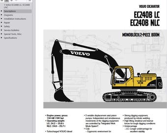 Volvo EC240B LC, EC240B NLC Excavator Service Repair Workshop Manual PDF Download