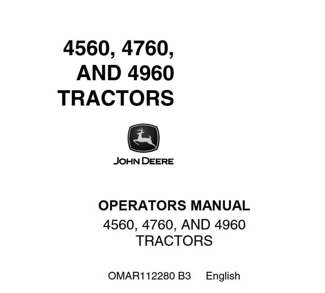 Operators - 4560 4760 4960 John Deere Tractors Owners Users Operations ...