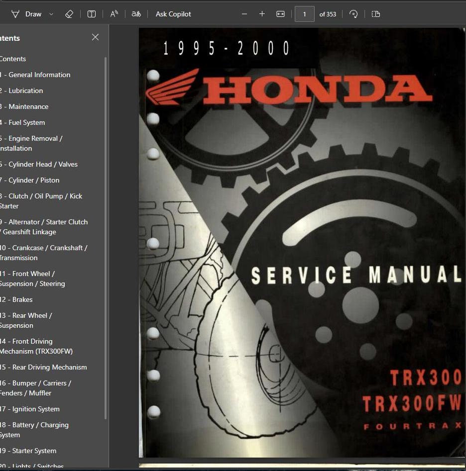 1991 Honda TRX300 TRX300FW Fourtrax Service Repair Manual.pdf